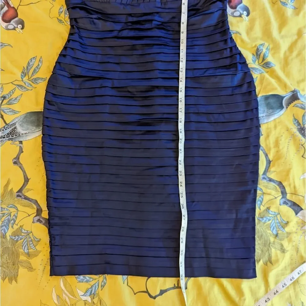 CALVIN Klein navy blue ribbon layered satin dress sz 12 nwt removable straps